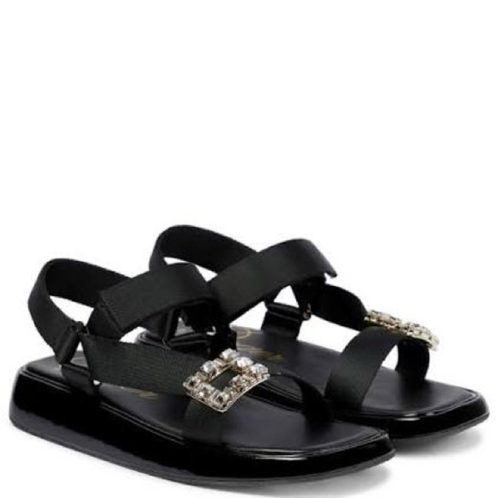 NIB $1295 ROGER VIVIER Vivier Slide Trekky sandals with crystal buckle size 40 - Picture 9 of 10